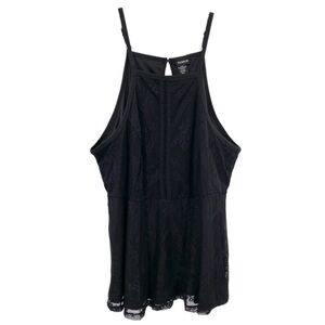 Torrid Black Lace Tank Top Babydoll Flowy Blouse Goth Whimsigoth